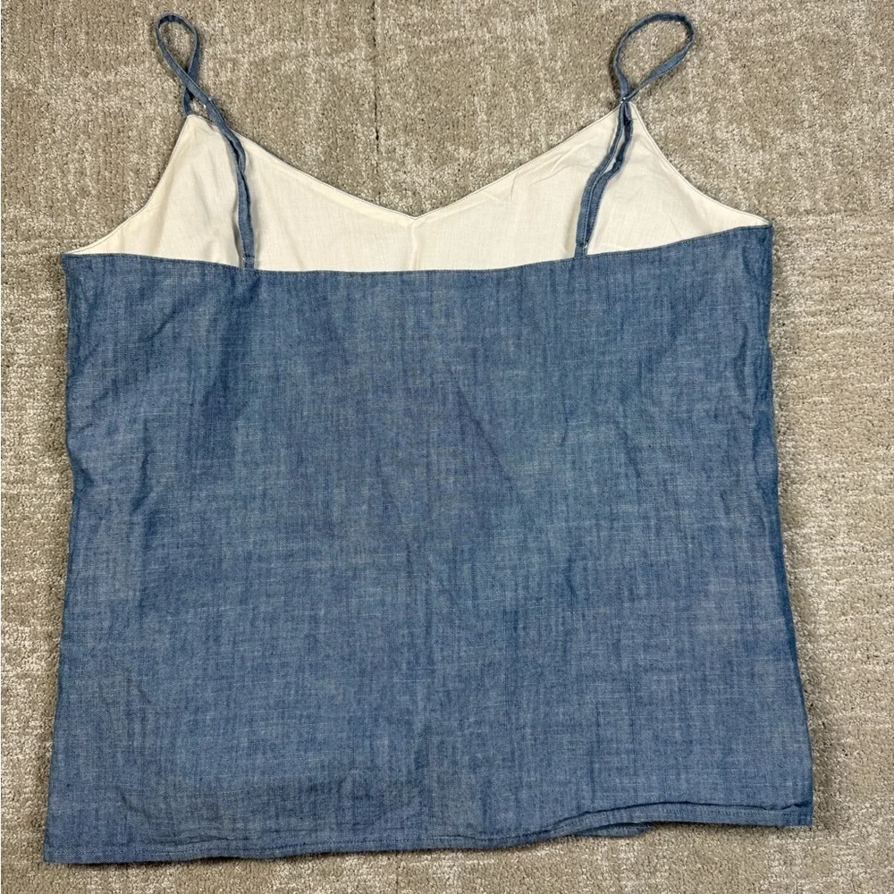 J. Crew Womens Blue Chambray Camp Tank Top Lined Womens Size 12